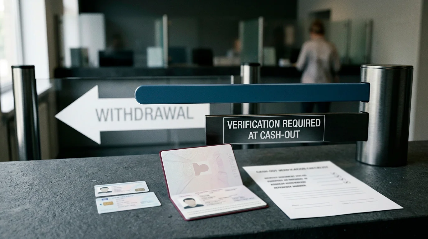 Illustration showing identity verification documents requested at the casino withdrawal stage