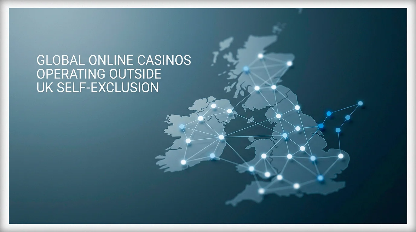 Editorial illustration representing casinos not on GamStop and the UK regulatory landscape