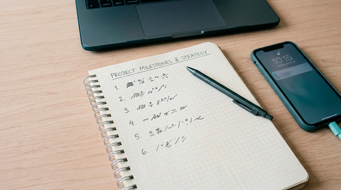 A numbered sequence of steps on a notepad beside a laptop, representing a practical due-diligence checklist for offshore casinos.
