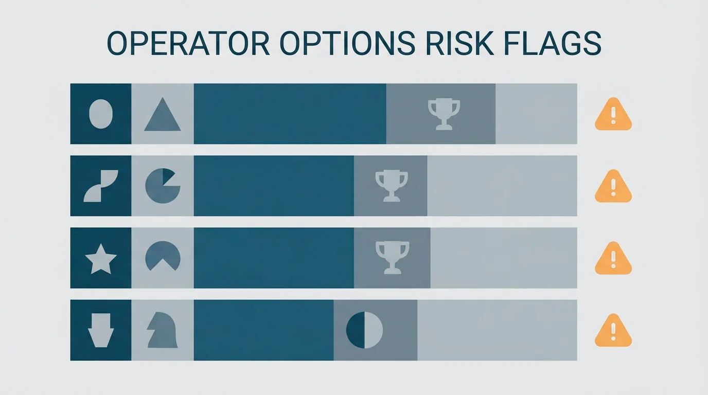 Comparison chart showing offshore operator categories each tagged with an objective player risk marker