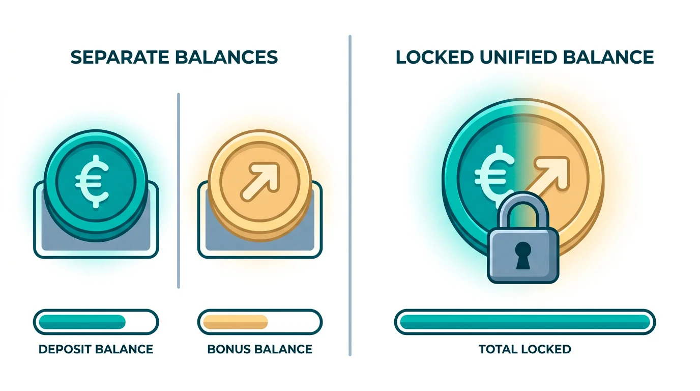 Illustration comparing sticky and non-sticky offshore casino bonus types and their withdrawal rules