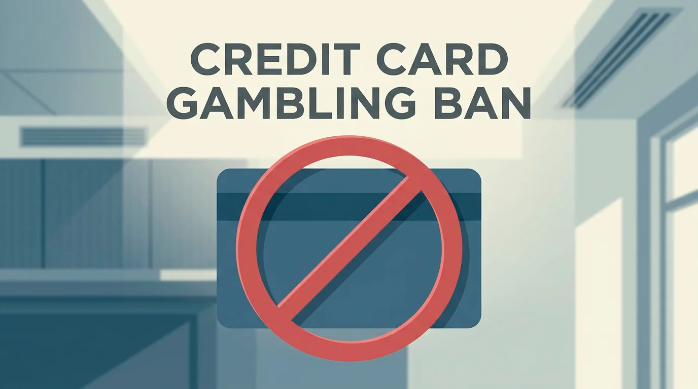 Illustration of the UK credit-card gambling ban with a crossed-out credit card