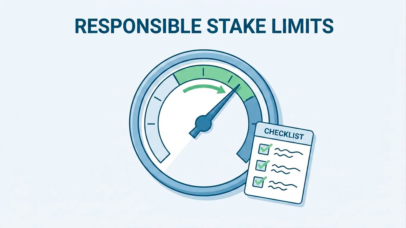 A gauge showing capped stake limits and a checklist of affordability checks, representing UKGC protections.